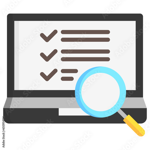 Inspection icon often used in design, websites, or applications, banner, flyer to convey specific concepts related to Assessment, educational, evaluative, and analytical purposes.