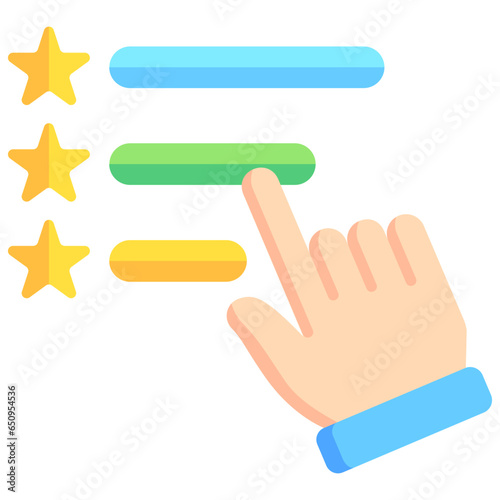 Rating icon often used in design, websites, or applications, banner, flyer to convey specific concepts related to Assessment, educational, evaluative, and analytical purposes.