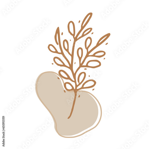 Minimalist Abstract Botanical Line Art Illustration in Earth Tones