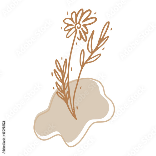 Minimalist Abstract Botanical Line Art Illustration in Earth Tones