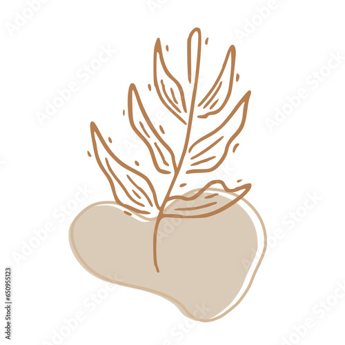 Minimalist Abstract Botanical Line Art Illustration in Earth Tones