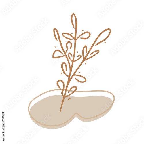 Minimalist Abstract Botanical Line Art Illustration in Earth Tones