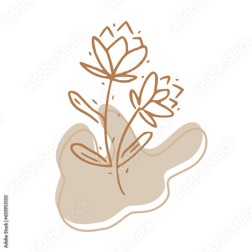 Minimalist Abstract Botanical Line Art Illustration in Earth Tones