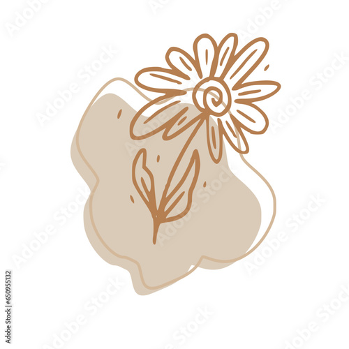 Minimalist Abstract Botanical Line Art Illustration in Earth Tones