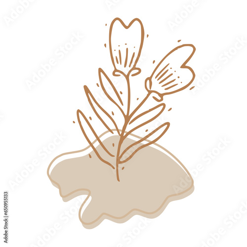 Minimalist Abstract Botanical Line Art Illustration in Earth Tones