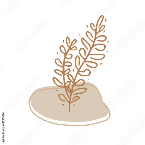 Minimalist Abstract Botanical Line Art Illustration in Earth Tones