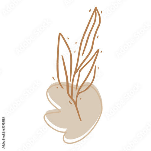 Minimalist Abstract Botanical Line Art Illustration in Earth Tones