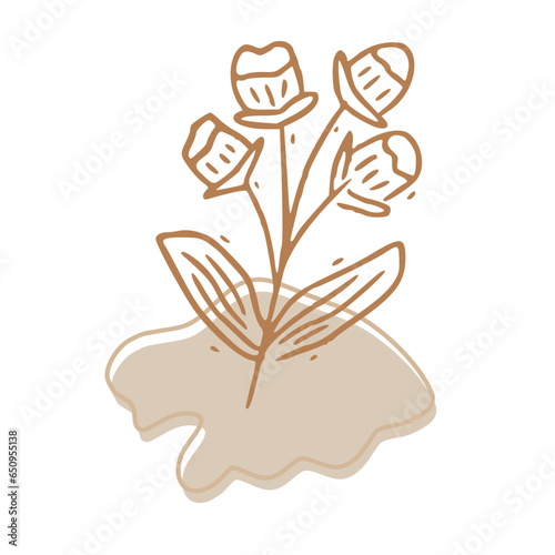 Minimalist Abstract Botanical Line Art Illustration in Earth Tones