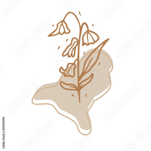 Minimalist Abstract Botanical Line Art Illustration in Earth Tones
