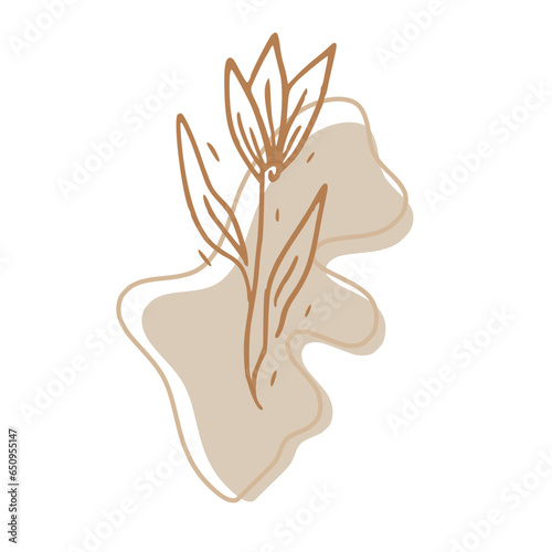 Minimalist Abstract Botanical Line Art Illustration in Earth Tones