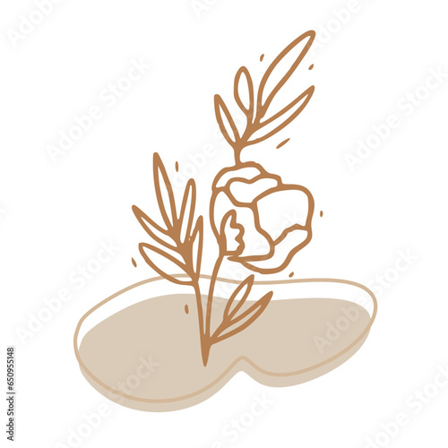 Minimalist Abstract Botanical Line Art Illustration in Earth Tones