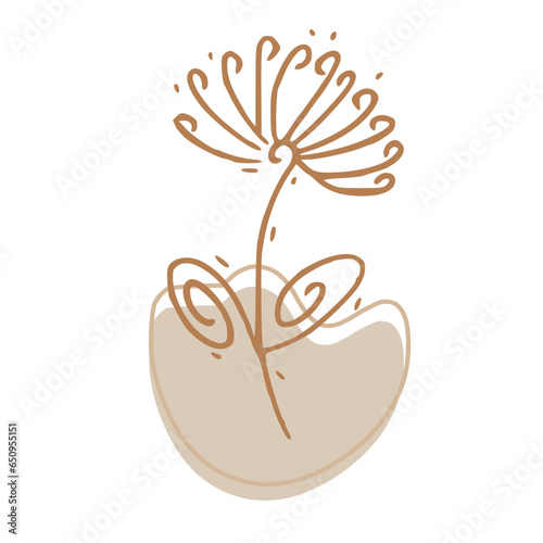 Minimalist Abstract Botanical Line Art Illustration in Earth Tones