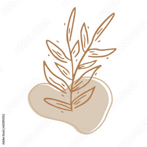 Minimalist Abstract Botanical Line Art Illustration in Earth Tones
