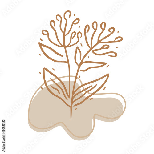 Minimalist Abstract Botanical Line Art Illustration in Earth Tones