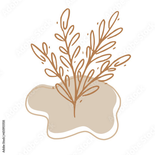 Minimalist Abstract Botanical Line Art Illustration in Earth Tones