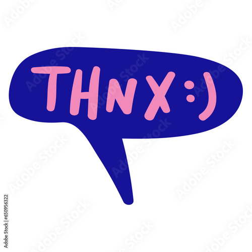 Speech bubble. Thnx. Vector graphic design. Illustration on white background. photo