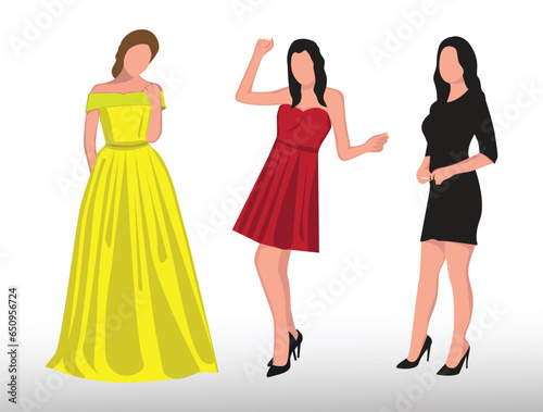 Fashion young woman in elegant vector