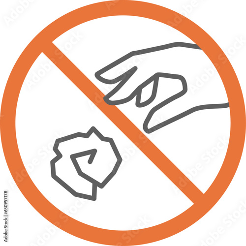 ポイ捨て禁止、ゴミのポイ捨て禁止のアイコン