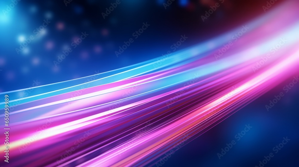Abstract Pink and Blue Background with Neon Lines and Bokeh Lights, Perfect as a Wallpaper