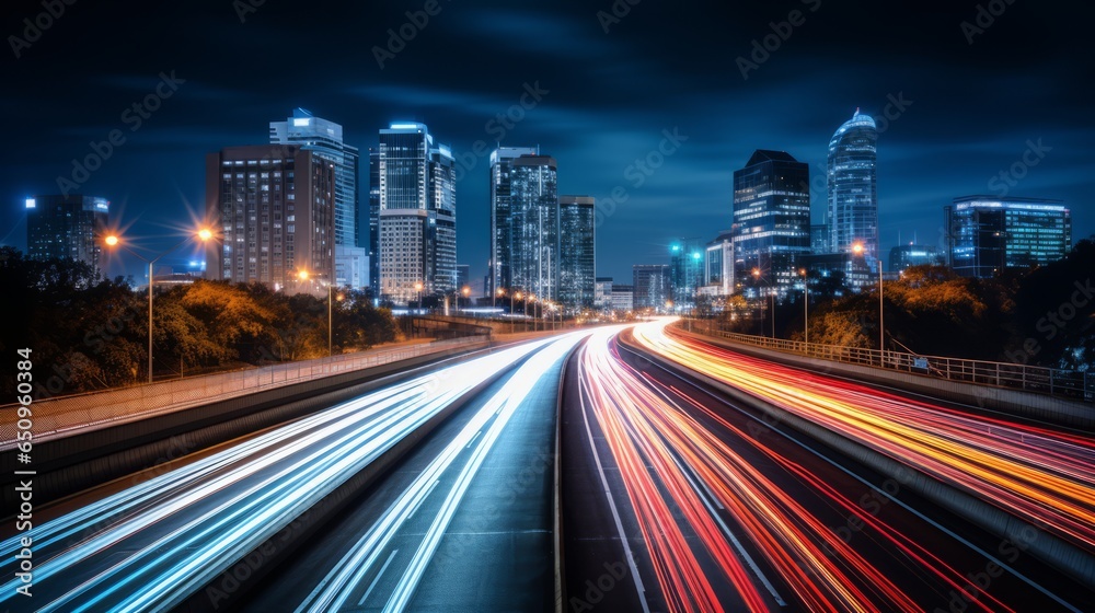 Stunning Long-Exposure Image: Nighttime Highway in Focus