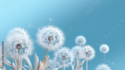 dandelion in the wind  blue sky in the background