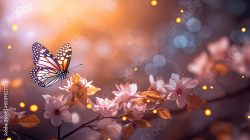 butterfly on a cherry flower