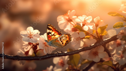 butterfly on a cherry flower