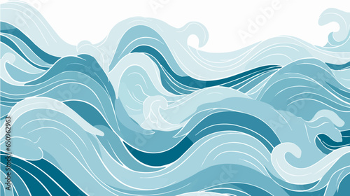 Seamless doodle simple border. Wave background. Vector illustration