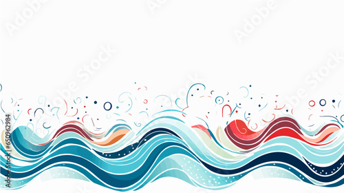 Seamless doodle simple border. Wave background. Vector illustration