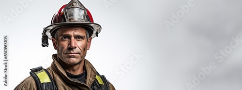 Portrait of a fireman and copy space. © morepiixel