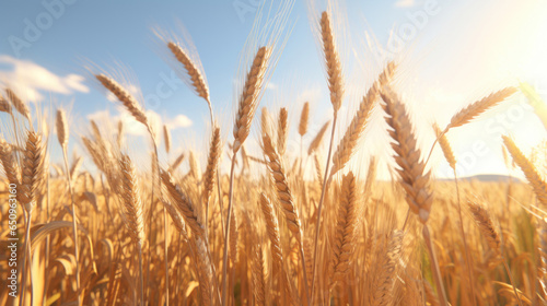 Ears of wheat against a blue sky