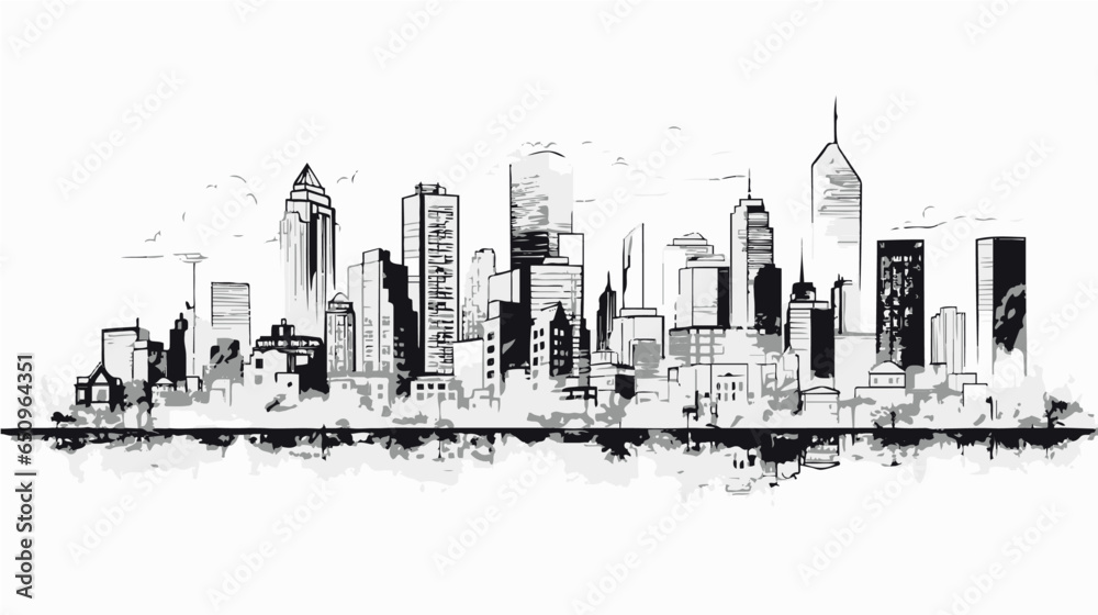 City graphic black white cityscape skyline sketch illustration vector