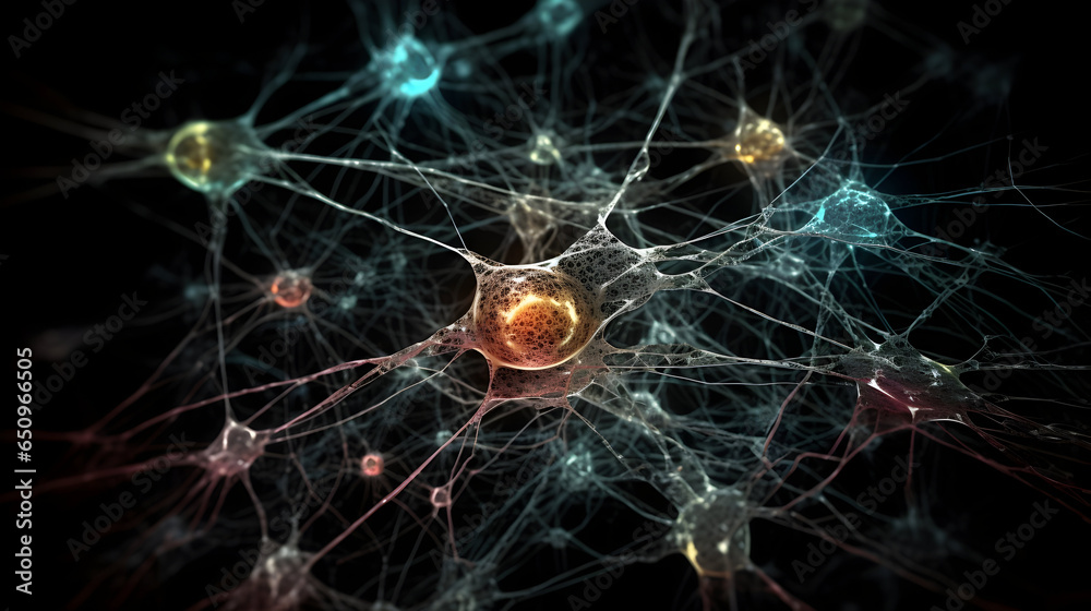 A complex web of neuron cells and synapses facilitates the passage of electrical impulses and discharges, allowing for the transmission of information within the human brain. A complex web of neuron cells and synapses facilitates the passage of electrical impulses and discharges, allowing for the transmission of information within the human brain.