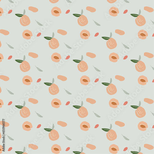Fototapeta Naklejka Na Ścianę i Meble -  seamless pattern with peaches