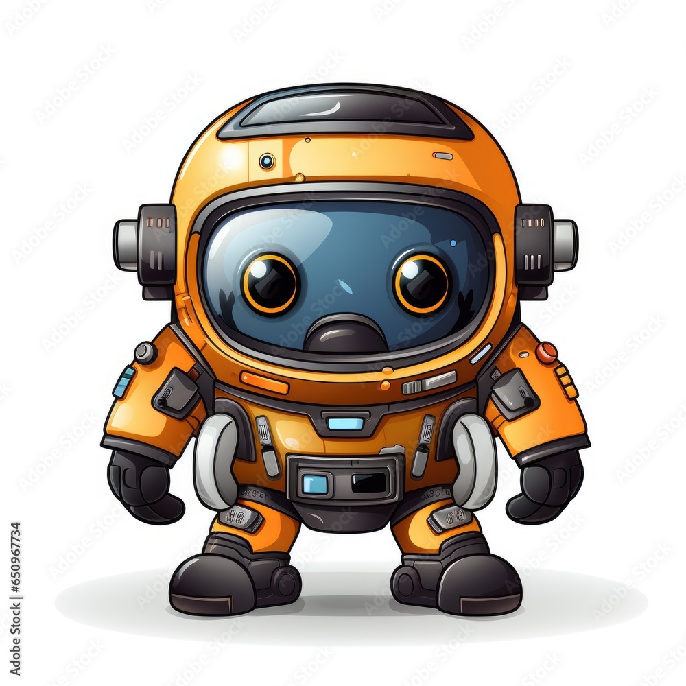 Cute autopilot in cartoon style on a white background Cute autopilot in cartoon style on a white background