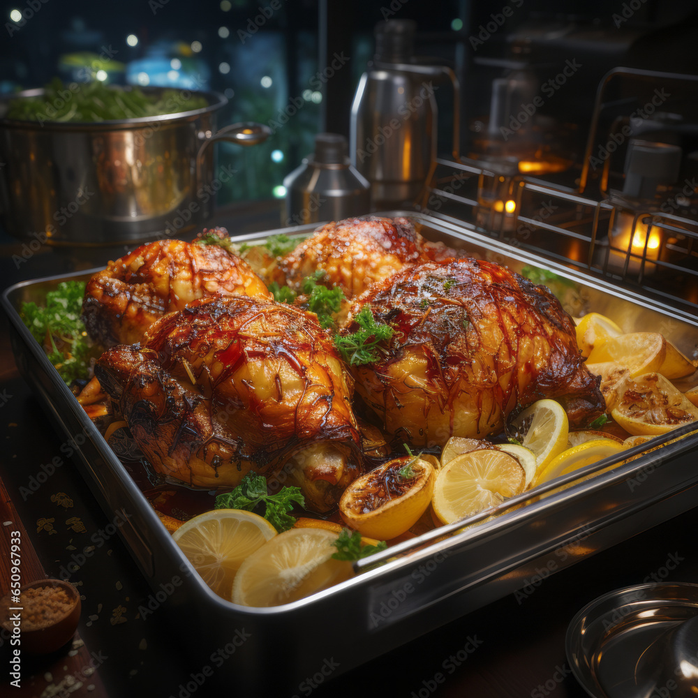 Fototapeta premium Roasted meat fresh from the oven