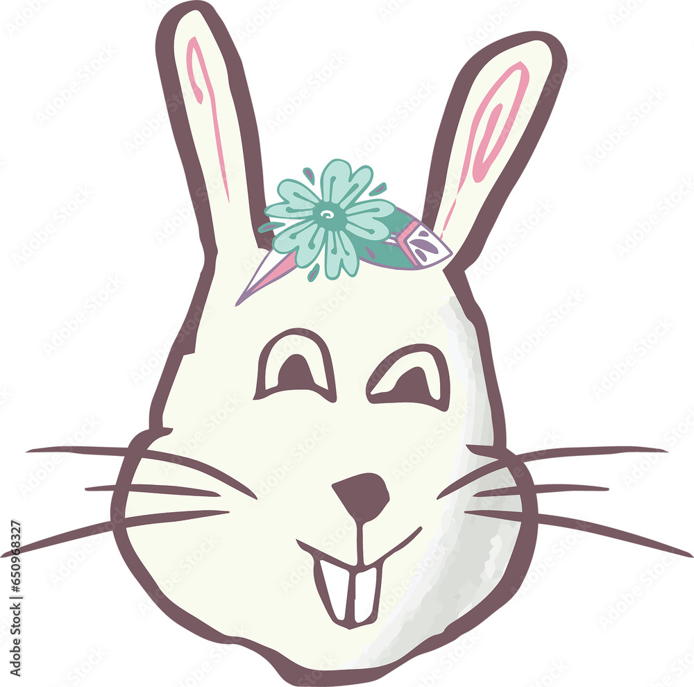 Naklejka premium Digital png illustration of head of smily bunny on transparent background