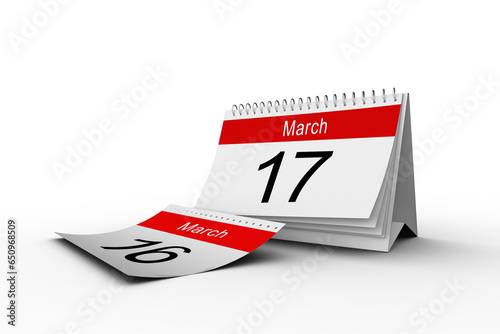 Digital png illustration of calendar pages with march on transparent background