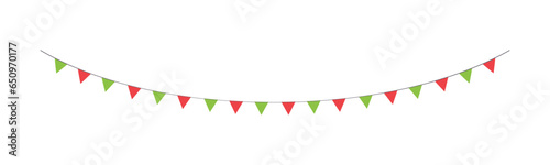 Christmas Bunting Pennant Flag Garland Vector Illustration, Christmas Graphics Festive Winter Holiday Season