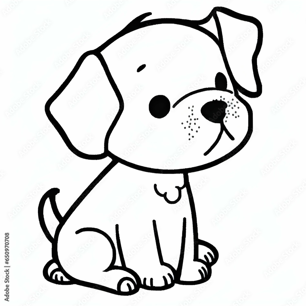 simple-outline-of-a-baby-dog-kids-cartoon-minimalist-black-on-white
