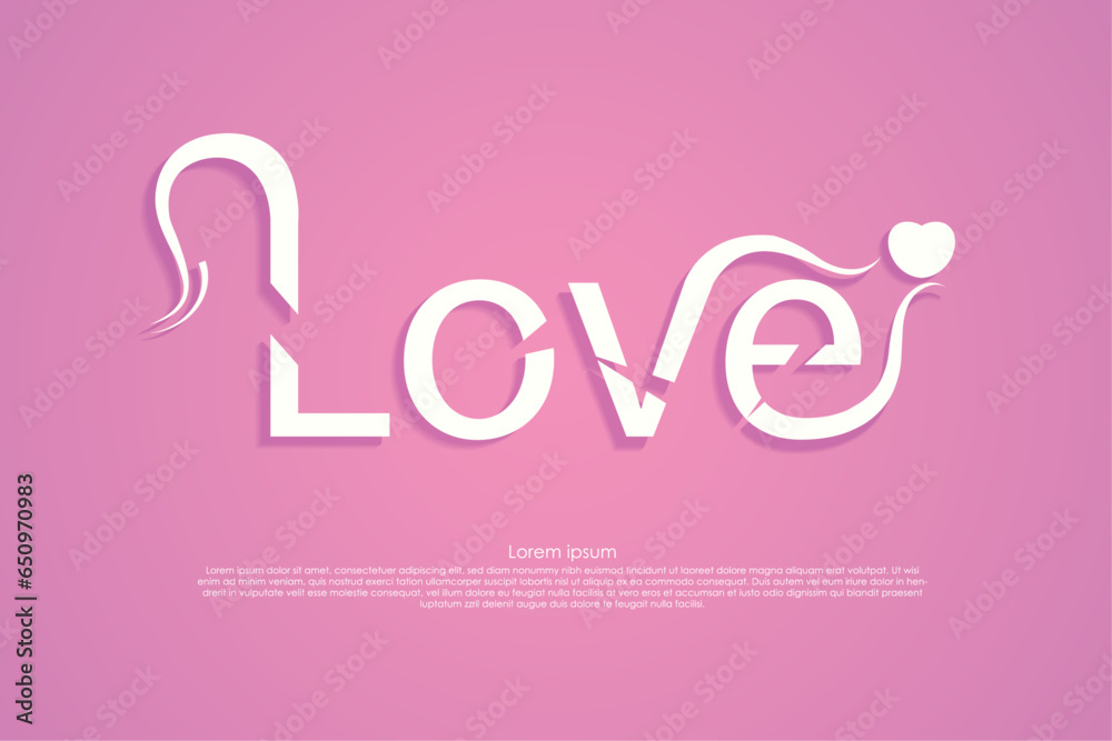 vector illustration love word modern and creative lettering pink color background design template, use for valentines greeting card design and lovely and romance concept backdrop. vector illustration love word modern and creative lettering pink color background design template, use for valentines greeting card design and lovely and romance concept backdrop.