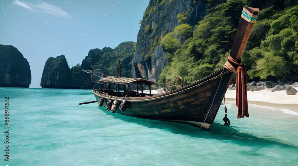 Phi Phi, a beautiful island, one of Thailand's tourism destinations,AI Generated