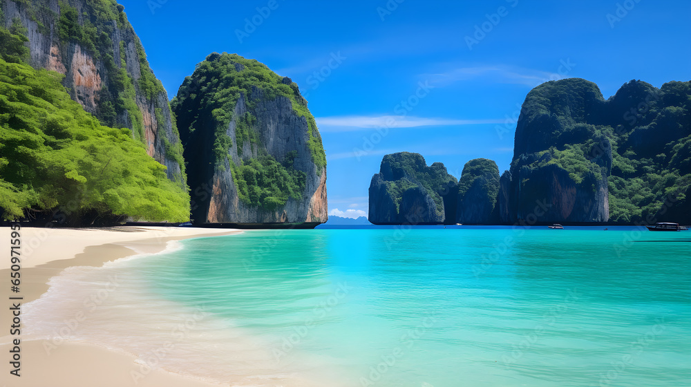 Fototapeta premium Phi Phi, a beautiful island, one of Thailand's tourism destinations,AI Generated