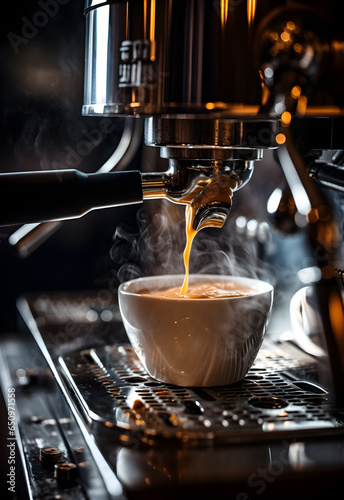 coffee machine hums with life  filling the air with the rich aroma of freshly brewed coffee AI Generated