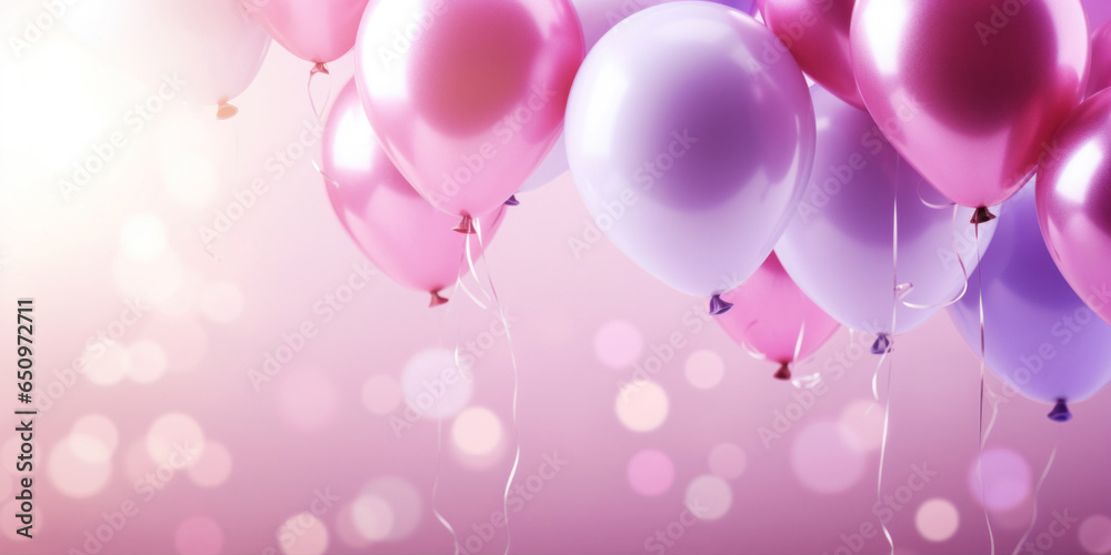 Background with pink, purple balloons