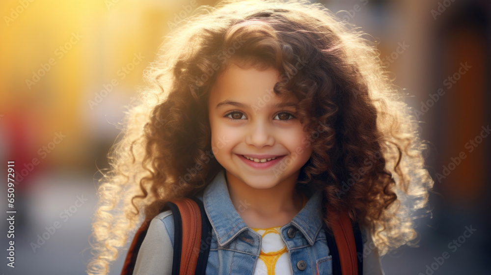 Portrait of a girl going to school on the background of an autumn park Portrait of a girl going to school on the background of an autumn park