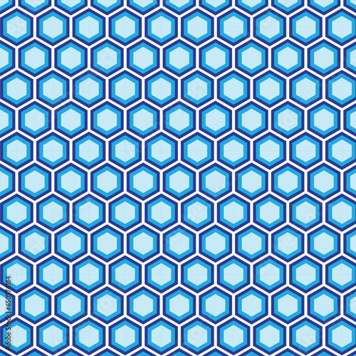 abstract geometric blue cyan hexagon pattern art.