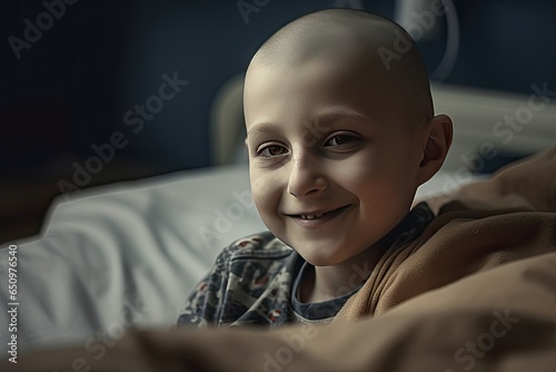 Boy with cancer in the hospital