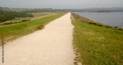 Looking up Carsington Water dam footpath from south end photo