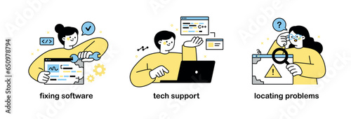 Software developer designer. Fixing software errors, tech support.